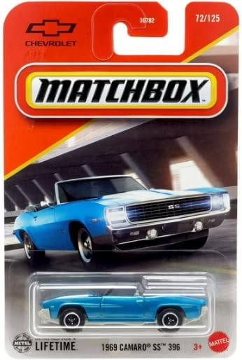 Matchbox 1969 Chevrolet Camaro SS 396 Convertible [Blue] 72/125, 1:64 Scale Diecast Toy Vehicle