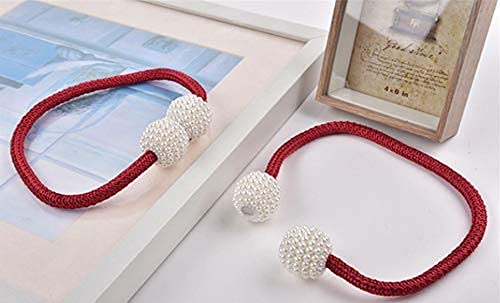 Image of Home Cloud Magnetic Curtain Tiebacks Convenient Drape Tie Backs - Pearl Decorative Rope Holdback Holder for Window Drapries Color Multi (1pair 2 pcs) (Maroon)