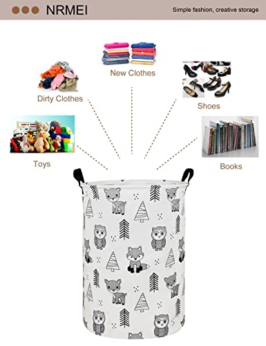 Nrmei Round Storage Basket Laundry Foldable Waterproof Coating Nursery Hamper For Living Room Bedroom And Clothes Toys(Round Pine Animal), 19.7 In H X 15.7 D Inches, Inches #TOP2