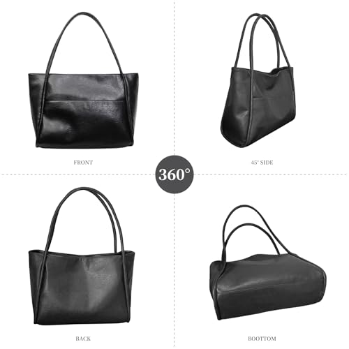 JueiXeoy Leather Tote Bag for Women Work with Zipper Vegan Leather Purse Large Shoulder Handbags Ladies Travel Tote Bags Black - image 5