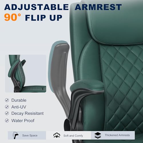 Image of Misolant Drafting Chair, Tall Office Chair for Standing Desk, PU Leather Counter Computer Chairs with Adjustable Height, Rocking Function, 360 Swivel Wheels for Bar Office