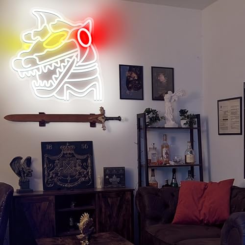 Image of Heliwey Mecha Monsters Neon Sign for Bedroom Wall Decor LED Neon Monsters King Wall Art Trendy Light for Gaming Room Mecha Dinosaur Sci-Fi Gifts