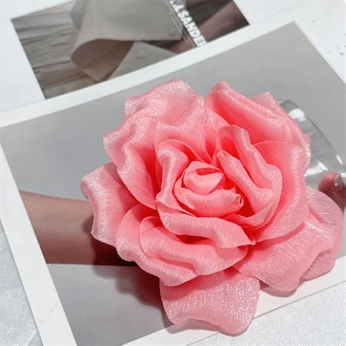 Image of Flash Camellia Flower Brooch Pin for Women Men Elegant Texture Fabric Dahlia Rose Floral Brooches Lapel Pins Dainty Wedding Holiday Party Costume Dress Accessories Jewelry