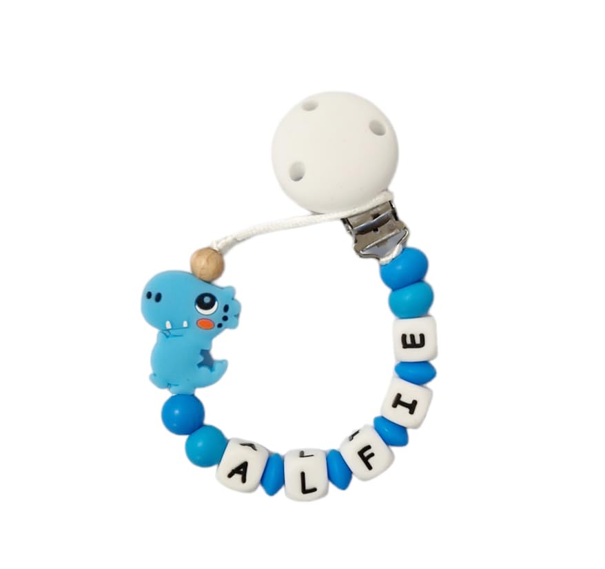 Twinkle Star Baby Customised Dinosaur Silicone Dummy Clip (Blue)