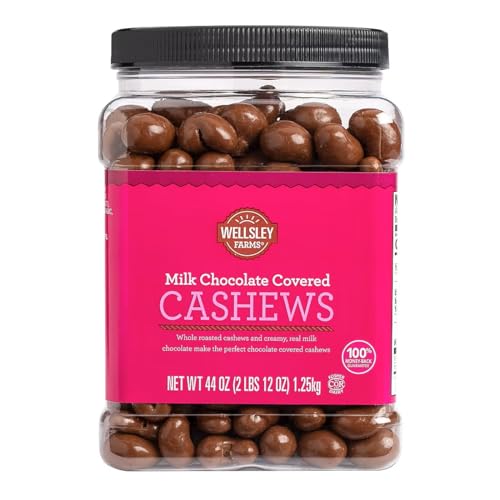 Wellsley Farms Milk Chocolate Covered Cashews, 2.75 lbs - Whole Roasted Cashews in Creamy Milk Chocolate, Gluten-Free, Kosher Sweet Snack
