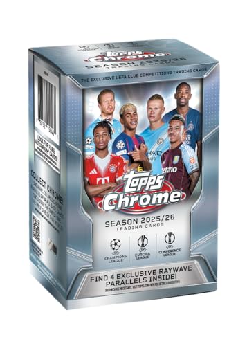 Topps Chrome UEFA Club Competitions 2025-26 - Value Box (enthält 7 Packungen pro Box 4 Karten pro Packung)