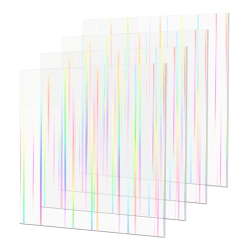 Image of 4PCS Iridescent Plexiglass Sheets 1 /8 inch Thick, Colored Acrylic Sheet 12x12 Inch Plastic Sheets Plexiglass Sheet Radiant Acrylic Panel for Signs, Lighting, DIY Crafts