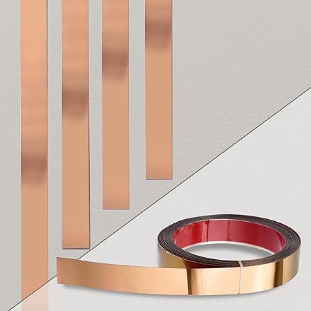 Rose Golden Matel Trimp Wall Strip (Rose Gold) !Stainless Steel PVD Coated 8K Mirror Rose Gold Finish,self-Adhesive Flat Trim Profile Waterproof, 19mm *5 mtr (16.5 feet Length)-image-12