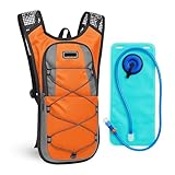 Mochila de Hidratação 2L com Bolsa D'água, Sistema de Hidratação TPU + PVC, 47 x 25 cm, Ideal para Trilhas e Ciclismo (Laranja)