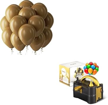 Bezente Brown Balloons Latex Party Balloons - 100 Pack Brown Balloons and Balloon Pump Electric