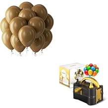 Bezente Brown Balloons Latex Party Balloons - 100 Pack Brown Balloons and Balloon Pump Electric