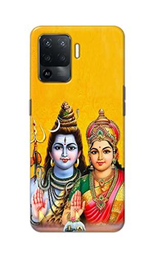 Image of PRINTFIDAA Lord Shiva Parvati Yellow Background Printed Designer Hard Back Case Cover for Oppo F19 Pro -(TY) MVN1008