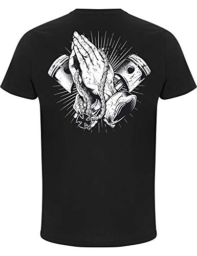 Camiseta: Biker Pray/Motero - Biker/Motocross/T-Shirt Unisex/Oraci�n/Motocicleta/Tuning/Carrera/Chopper/Regalo para Motero (L)