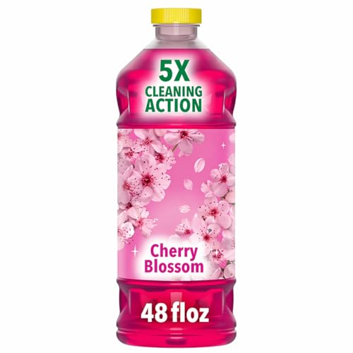Multi-Surface Cleaner Liquid Cherry Blossom Scent 48 Fl Oz Household Cleaning Solution for Floors Tile Sealed Wood Kitchen and Bathroom Surfaces