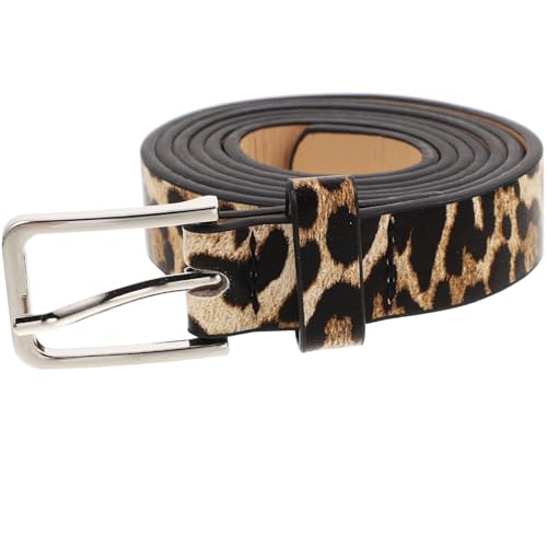 KESYOO Leopard Print PU leather Belt Women's Waist Belt Artificial Horse hair Belts for Women Light Brown