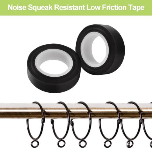 Image of Curtain Glide Tape, 2 Rolls Self-Adhesive Teflon Fabric Tape, Noise & Friction Reduction Slide Tapes for Curtain Ring, Wood Drawer (Black)