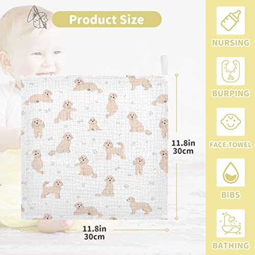 Image of vvfelixl Baby Cotton Washcloths Cavapoo Mix Breed Pattern Infants Bath Towel for Unisex Face Towels for Newborn, Natural Baby Wipes Delicate Skin, 11.8 X 11.8 inch, one sizex3