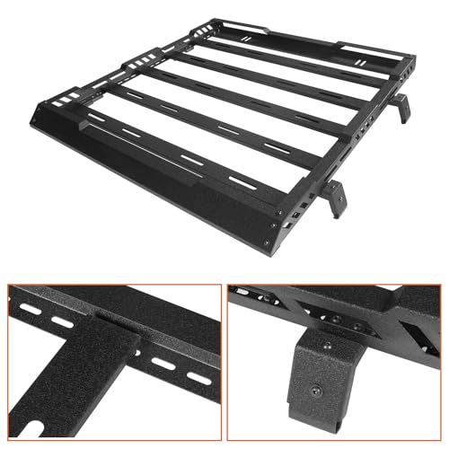 Image of Hooke Road Overlanding Roof Rack for 2018-2026 Jeep Wrangler JL 2 /4 Doors & Gladiator JT, Steel Cargo Basket for Jeep Hard Top Only