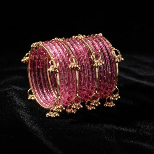 Nakabh Kashmiri Ghangharoo Glass Bangles Set for Women Pack of 16 - Image 5