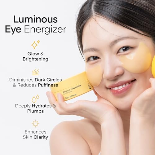 Image of TEREZ & HONOR Vitamin C Eye Patches - 60 Pcs Korean Brightening & Hydrating Under Eye Masks with Tranexamic Acid, Hyaluronic Acid - Dark Circles, Puffiness & Wrinkle Hydrogel Pads, Vegan, No Fragrance