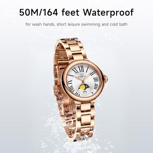 marvin Watches for Women Swiss Women's Watch with Stainless Steel Strap,28MM Sapphire Glass Dial,Quartz Movement,50M Waterproof4