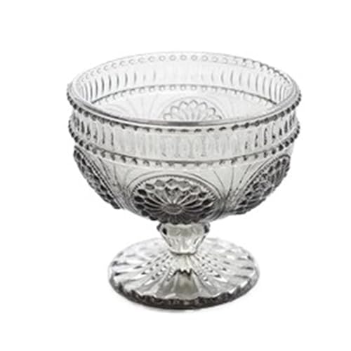 WLIHDB Copas De Helado Vajilla tallada en relieve de vidrio Retro, 2 uds., Bol for helado, postre, ensalada, frutero, hogar, restaurante, Bar, suministros de comedor(Gray)