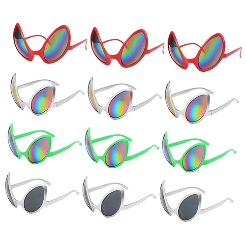 Homoyoyo Alien Costume Accessories 12pcs Funny Glasses for Men Women Halloween Carnival Cosplay Party Unique Prop