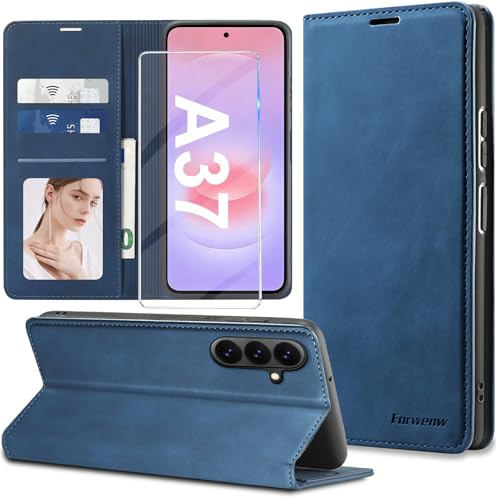 Protection Samsung Galaxy A37 rabat bleu idéal pour visionnage vidéo