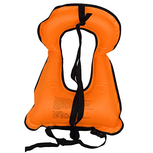 Lyuwpes Snorkel Vest Inflatable Adult Snorkeling Jackets Free Diving Swimming Safety Load Up to 220 Ibs Orange - Thumbnail 2