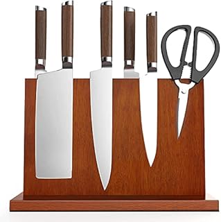 Magnetic Knife Block-Nunemosk Multi-functional Storage Knife Holder for Kitchen with Double Sided Strong Magnets Knife Strip-OAK Magnetic Knife Stand for Knife Storage-10.8*8.9 inch