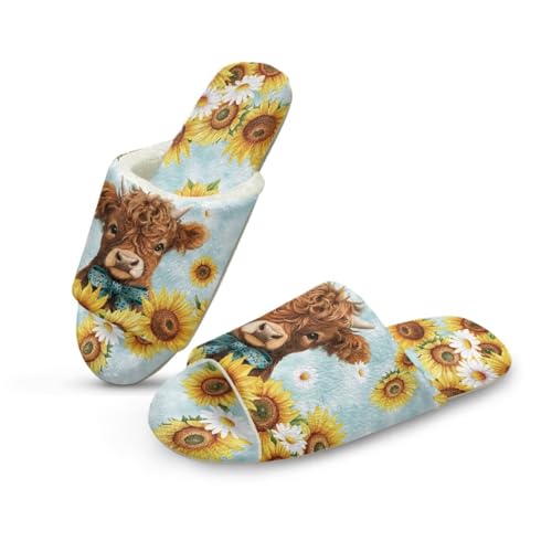 Fall Animal Theme Print Slipper for Woman Cotton Open Toe Home Slippers Cozy Non Slip Indoor Casual Shoes for Spa Travel