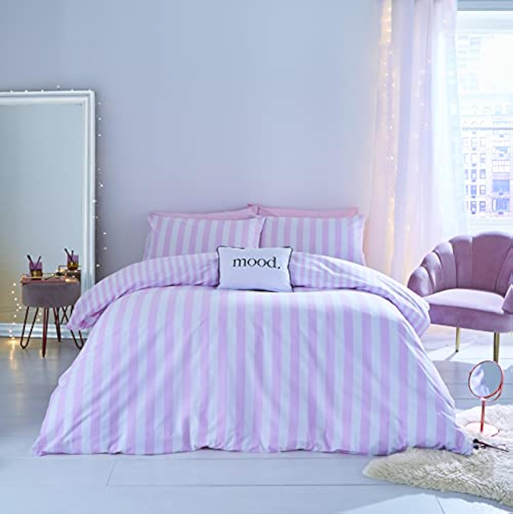 Bedding Stripe Tease Reversible Double Duvet Cover Set
