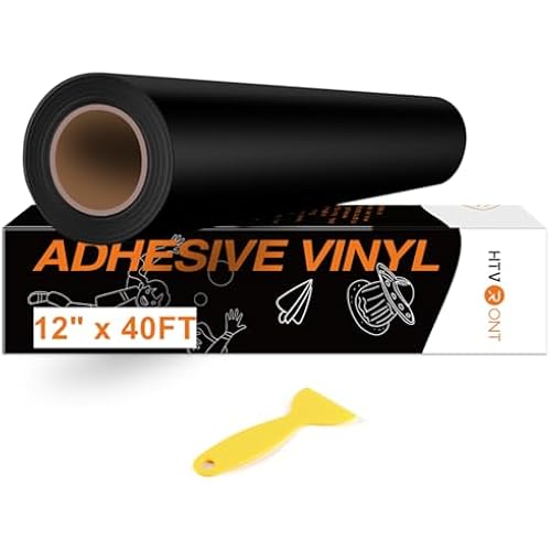 HTVRONT Black Permanent Vinyl, 12" x 40 FT, Matte Adhesive Vinyl Roll