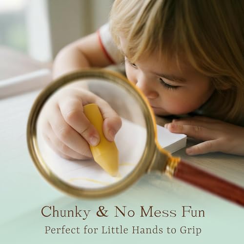 iCrayon Soja- und Bienenwachs-Wachsmalstifte für Kleinkinder – 12 Farben, natürliche ungiftige Wachsmalstifte, extra dick & griffig für kleine Hände, bruchfest