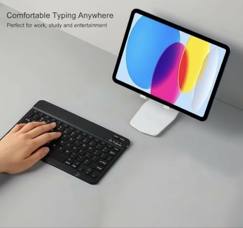 Image of Bluetooth Keyboard - 1 Year Warranty Keyboard for iPad & Tablet, Universal Wireless Keyboard Compatible with iOS, Mac, Windows, Android, 90H Battery, Rechargeable Slim Keyboard