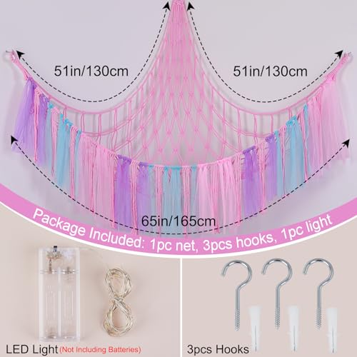 Image of FIOBEE Stuffed Animals Net LED Light Toy Hammock for Kids Bedroom Storage