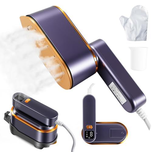 Droyek Portable Travel Steamer for Clothes, 1200W Powerful 2 In 1 Steamer & Iron,10s Fast Heat,4 Modes with LED Display, 150ml Water Tank Powerful Wrinkle Remover for Home,Office, Travel