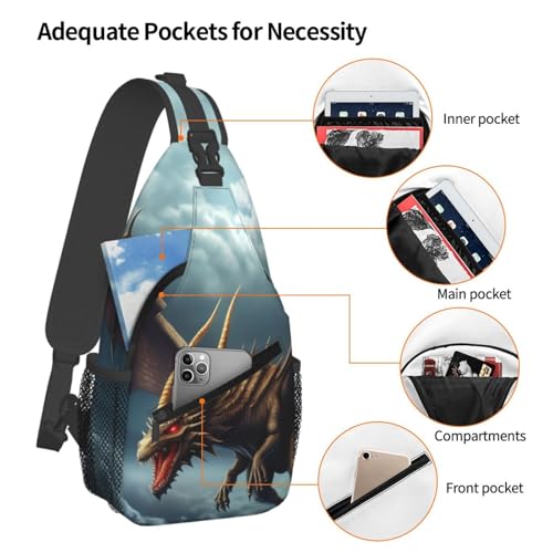 Flying Dragon Cross Chest Bag negro para hombres y mujeres miniatura 4
