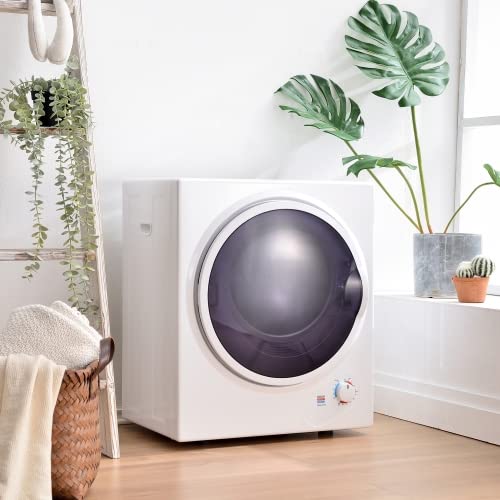 Merax Klein Wäschetrockner, Wandmontierbar Ablufttrockner, Ablufttrockner Wäschetrockner Trommelwaschtrockner, 200-Minuten-Timer|Doppelfilter|850w|2,5 kg, Weiß, 50x42x59cm