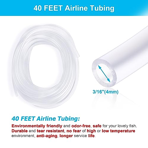 DaToo Aquarium Air Pump Standard Accessories 40ft Airline Tubing 6 Air Stones 6 Check Valves for DaToo Air Pumps Fish Tank Hydroponic Systems Pond - Thumbnail 2