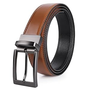 Sunya Gürtel Herren Braun und Schwarz, Beidseitige Nutzung des Gürtels für Herren. 3.3cm Breit Jeans Business Anzug Gürtel Herren Leder.