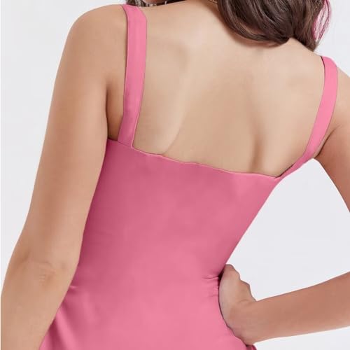 Image of Floral Corset Midi Dress Square Neck A Line Dress with Slit | Square neck floral midi dress with front tie bust wide straps A-line skirt side slit and lightweight fabric