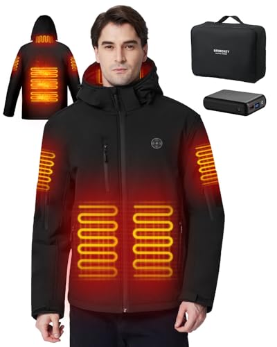 Brimekey Veste Chauffante Homme, Doudoune Chauffante Électrique Batterie 7.4V 12000mAh,