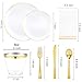 Festiva 350Pcs Gold Plastic Plates - White and Gold Dinnerware Set Disposable include 10