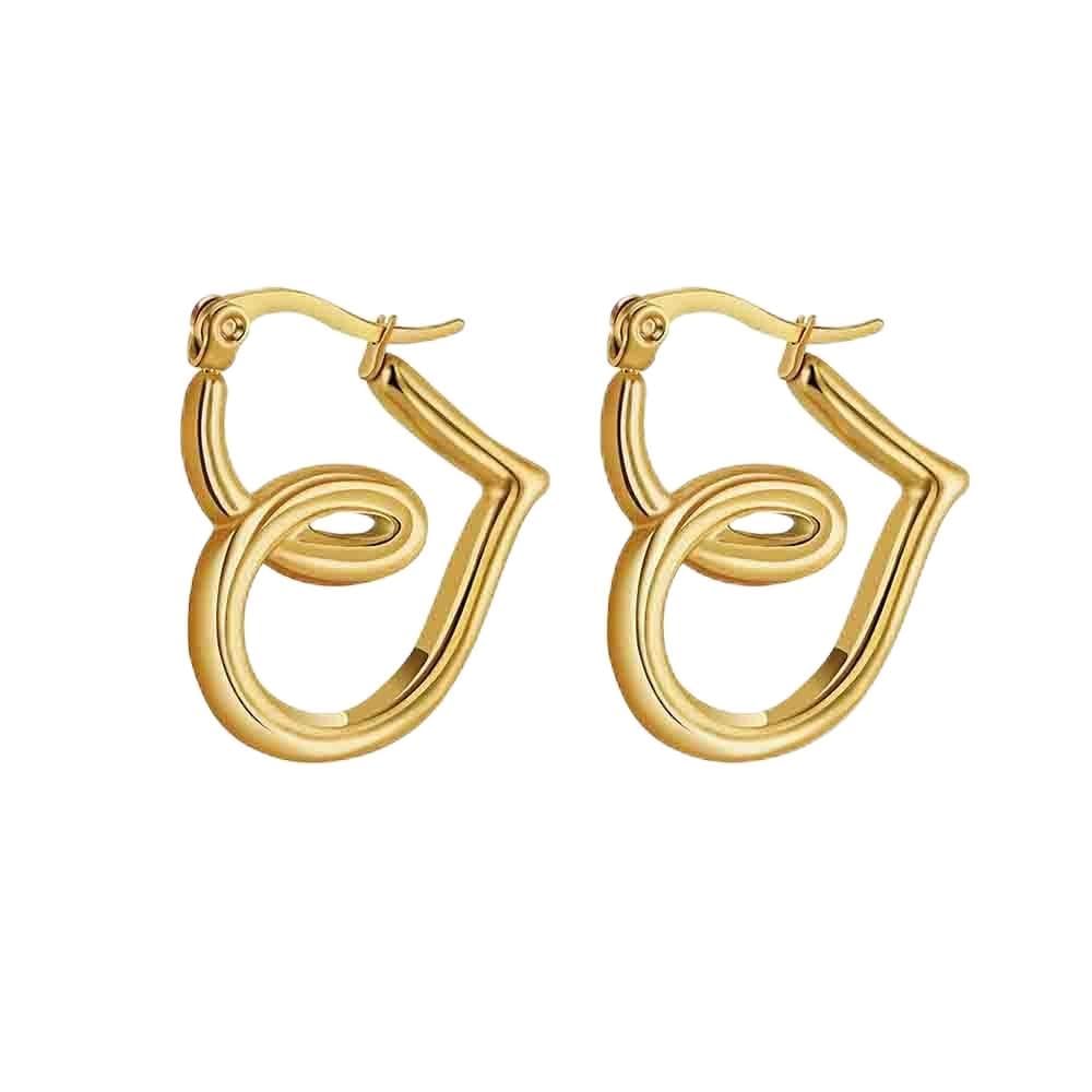 Vissen Herz Gold Silber Ohrringe Creolen Hängend Damen Rot Grün Zirkonia Titan Vergoldet Hypoallergene Ohrringe Damen