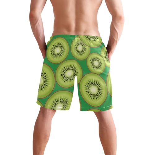 Men's Swim Trunks Quick Dry Swimming Shorts with Pocket Kiwi Fruit Slice Pattern Swimsuit Trunks2