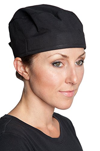 Fiumara Apparel Women Surgical Cap | Professional Scrub Hat with Sweatband & Tieback Closure | Adjustable Surgical Bouffant - Black