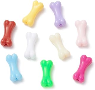 Ornazy About 800Pcs 19.5x8.5mm Colorful Dog Bone Shaped Beads Cute Acrylic Pet Food Beads for Jewelry Making Keychain Ornaments