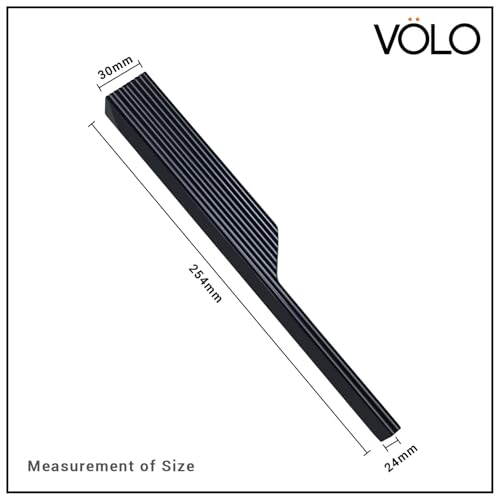 Image of VOLO Cabinet Handle - Multi-Use Pull Handle for Wardrobes, Drawers, Sliding Closets, and Doors in Kitchen, Office, Bedroom (SAC-59) (1 Pair Left & Right) (Black, 224MM (10 Inch))