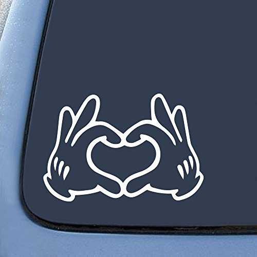 Mouse Heart Hands Sticker Decal Notebook Car Laptop 5.5" (White) #TOP18